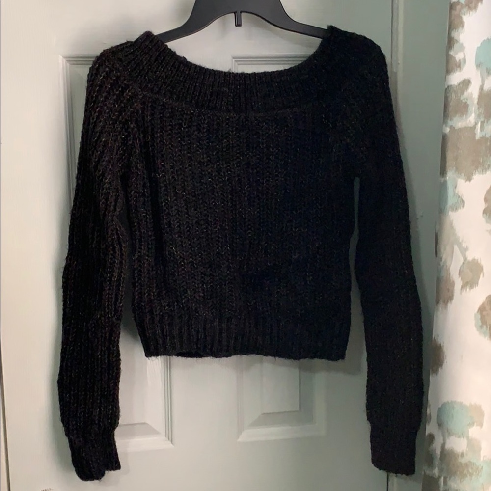 Cropped off the shoulder sweater